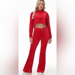 *Authentic* Juicy Couture Velour Split Leg Crossover Pant Crop Hoodie Black S XS